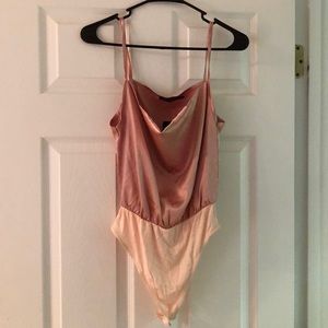 Nasty Gal Blush/Pink cowl neck body suit